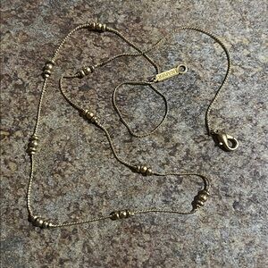 Vintage Necklace - Napier Bead Gold Tone Skinny Chain Necklace 24 Inch